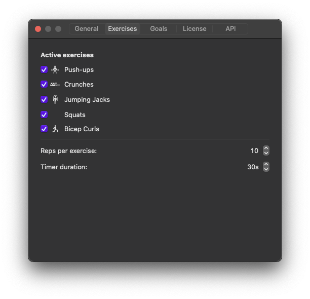 Sqwait exercise selection with push-ups, squats, crunches