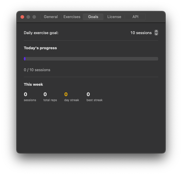 Sqwait daily goals, streaks and weekly stats